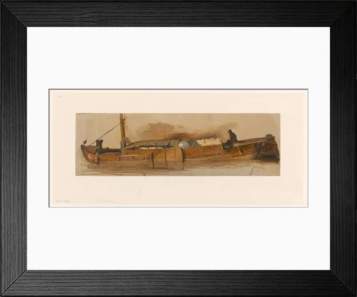 Framed Print : Barge with skipper, 1832-1880. Creator: Jan Weissenbruch Framed Print : Barge with skipper, 1832-1880. Creator: Jan Weissenbruch