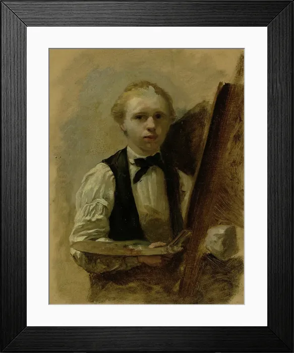 Framed Print : Self-portrait next to easel, 1854-1914. Creator: Albert Neuhuys Framed Print : Self-portrait next to easel, 1854-1914. Creator: Albert Neuhuys
