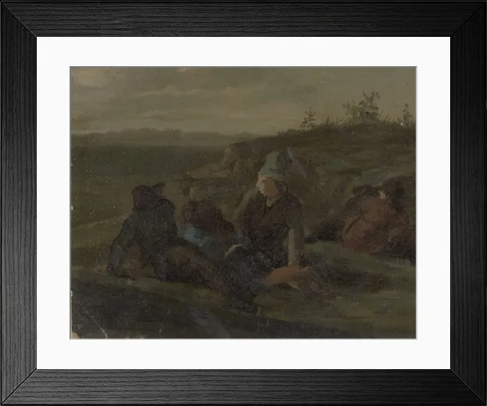 Framed Print : Peasants Resting in a Meadow, 1770-1825. Creator: Simon Andreas Krausz Framed Print : Peasants Resting in a Meadow, 1770-1825. Creator: Simon Andreas Krausz