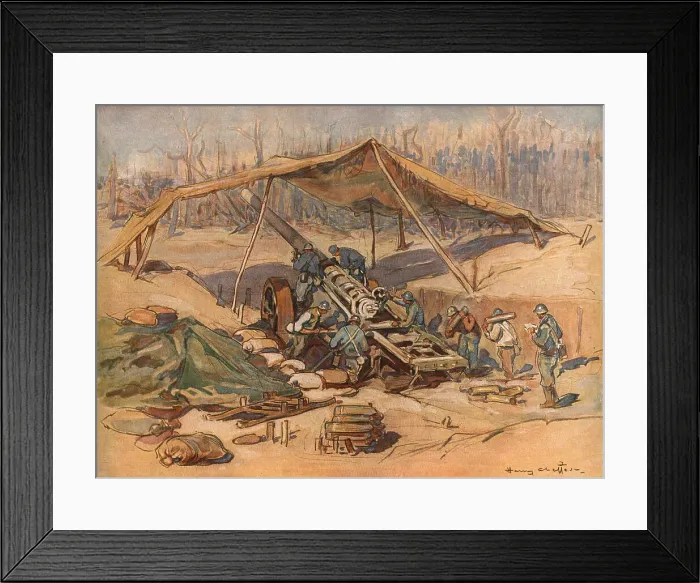 Framed Print : Autour de la Bataille; Canon de 138, 6 de la marine, 1918. Creator: Unknown
