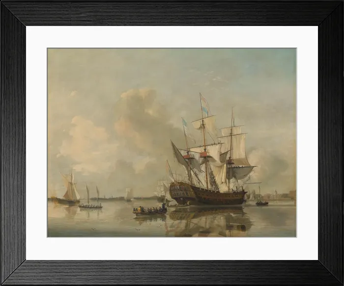 Framed Print : The Navy's Frigate Rotterdam on the Maas off Rotterdam, 1807. Creator: Nicolaus Baur Framed Print : The Navy's Frigate Rotterdam on the Maas off Rotterdam, 1807. Creator: Nicolaus Baur