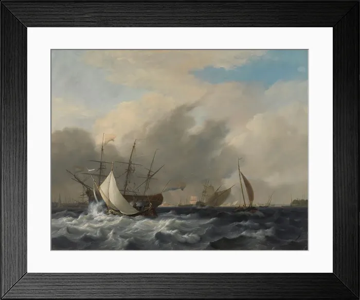 Framed Print : The Navy's Man-of-War Amsterdam'off the Westerlaag on Y at Amsterdam, 1807. Creator: Nicolaus Baur Framed Print : The Navy's Man-of-War Amsterdam'off the Westerlaag on Y at Amsterdam, 1807. Creator: Nicolaus Baur