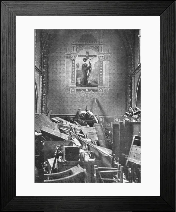 Framed Print : Nos villes a sac; La chapelle d'un etablissement religieux de la rue Victor-Hugo, profanee, 1918. Creator: Unknown Framed Print : Nos villes a sac; La chapelle d'un etablissement religieux de la rue Victor-Hugo, profanee, 1918. Creator: Unknown