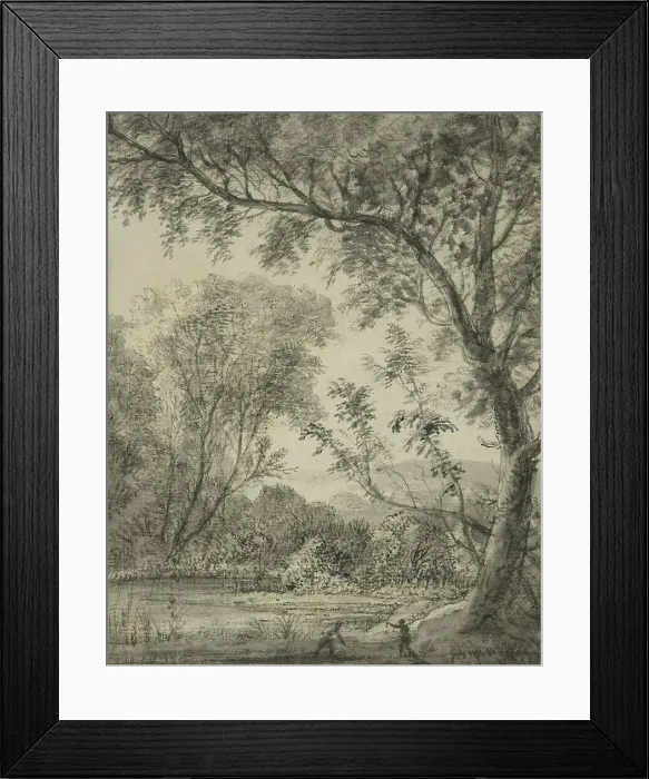 Framed Print : River landscape with tall tree to right. Creator: Anthonie Waterloo Framed Print : River landscape with tall tree to right. Creator: Anthonie Waterloo