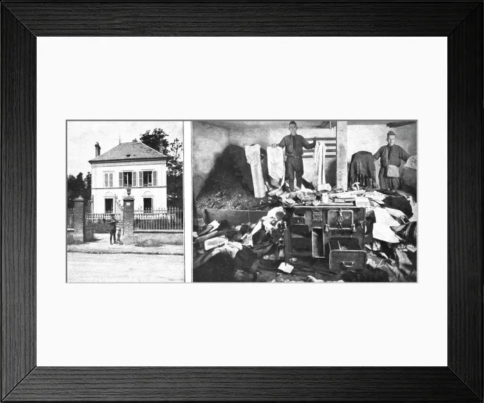 Framed Print : Nos villes a sac; Un pavillon de la rue d'Essommes et sa cuisine ou avaient ete empiles... 1918. Creator: Unknown Framed Print : Nos villes a sac; Un pavillon de la rue d'Essommes et sa cuisine ou avaient ete empiles... 1918. Creator: Unknown