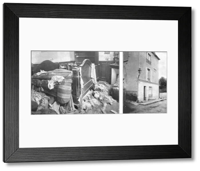 Framed Print : Nos villes a sac; Chambre a coucher et facade d, une maison modeste de la rue Saint-Martin, 1918. Creator: Unknown Framed Print : Nos villes a sac; Chambre a coucher et facade d, une maison modeste de la rue Saint-Martin, 1918. Creator: Unknown