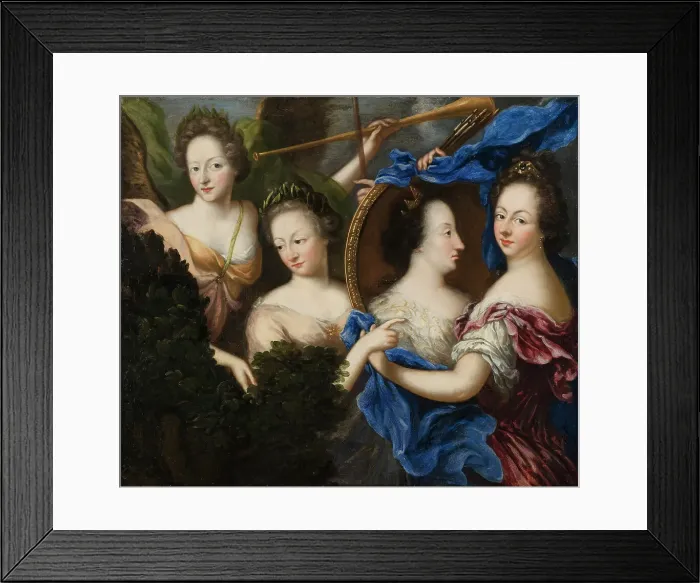Framed Print : Allegory with self-portrait and profile portrait of Ulrika Eleonora the Elder, 1689. Creator: Amalia Wilhelmina von Königsmarck Framed Print : Allegory with self-portrait and profile portrait of Ulrika Eleonora the Elder, 1689. Creator: Amalia Wilhelmina von Königsmarck