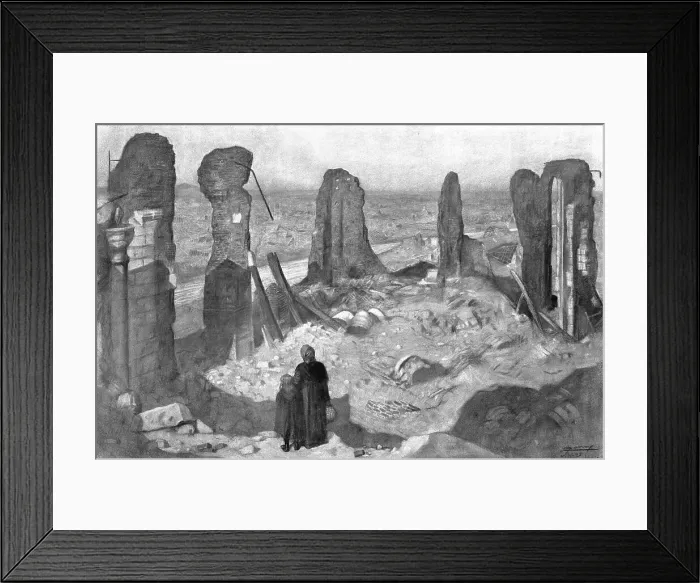 Framed Print : Fantome de Ville; lens, vue du haut du tumulus forme par l'eglise effondree au milieu... 1918. Creator: Lucien Jonas Framed Print : Fantome de Ville; lens, vue du haut du tumulus forme par l'eglise effondree au milieu... 1918. Creator: Lucien Jonas