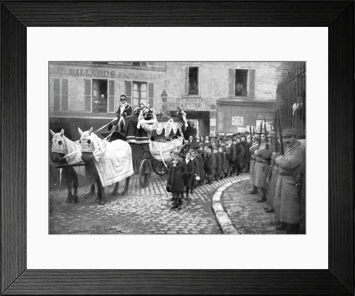 Framed Print : La Guerre a L'Allemande'; les obseques de Marcelle et Lucien Lapie, enfants de huit... 1918. Creator: Jean Clair-Guyot. La Guerre a L'Allemande'; les obseques de Marcelle et Lucien Lapie, enfants de huit... 1918 Framed Print : La Guerre a L'Allemande'; les obseques de Marcelle et Lucien Lapie, enfants de huit... 1918. Creator: Jean Clair-Guyot. La Guerre a L'Allemande'; les obseques de Marcelle et Lucien Lapie, enfants de huit... 1918