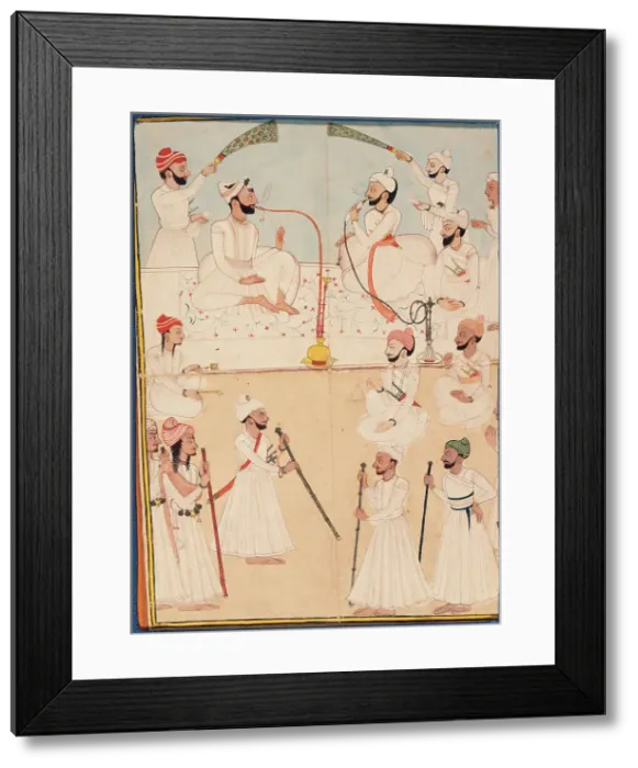Framed Print : Raja Shamsher Sen of Mandi and Raja Ranjit Suket in Daurbar, between c1772 and c1773. Creator: Unknown Framed Print : Raja Shamsher Sen of Mandi and Raja Ranjit Suket in Daurbar, between c1772 and c1773. Creator: Unknown