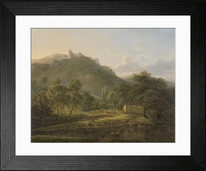 Framed Print : On the Sambre River, 1826-1828. Creator: Edouard Delvaux Framed Print : On the Sambre River, 1826-1828. Creator: Edouard Delvaux
