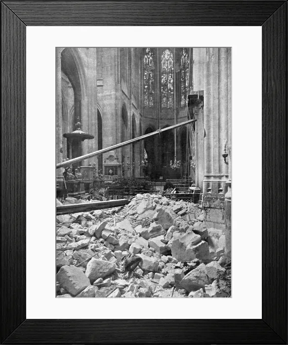 Framed Print : La Guerre a L'Allemande'; La nef de l'eglise Saint-Gervais, atteinte par le canon a longue...1918 Creator: Unknown. La Guerre a L'Allemande'; La nef de l'eglise Saint-Gervais, atteinte par le canon a longue...1918 Creator: Unknown Framed Print : La Guerre a L'Allemande'; La nef de l'eglise Saint-Gervais, atteinte par le canon a longue...1918 Creator: Unknown. La Guerre a L'Allemande'; La nef de l'eglise Saint-Gervais, atteinte par le canon a longue...1918 Creator: Unknown