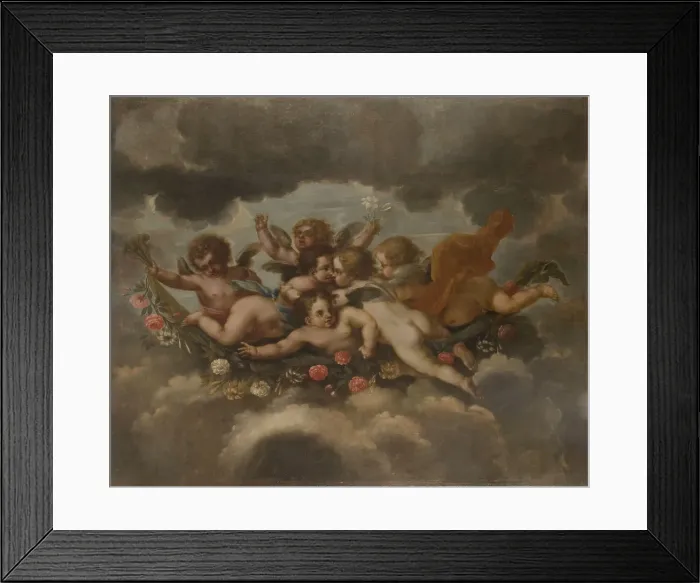 Framed Print : Flower decorating putti, c17th century. Creator: David Klocker Ehrenstrahl Framed Print : Flower decorating putti, c17th century. Creator: David Klocker Ehrenstrahl