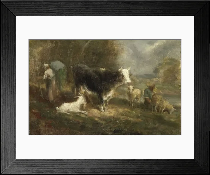 Framed Print : Farmyard with Cattle, 1849. Creator: Eugene Fromentin Framed Print : Farmyard with Cattle, 1849. Creator: Eugene Fromentin