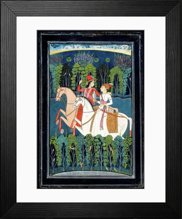 Framed Print : Baz Bahadur and Rupmati Hunting, c1760. Creator: Unknown Framed Print : Baz Bahadur and Rupmati Hunting, c1760. Creator: Unknown