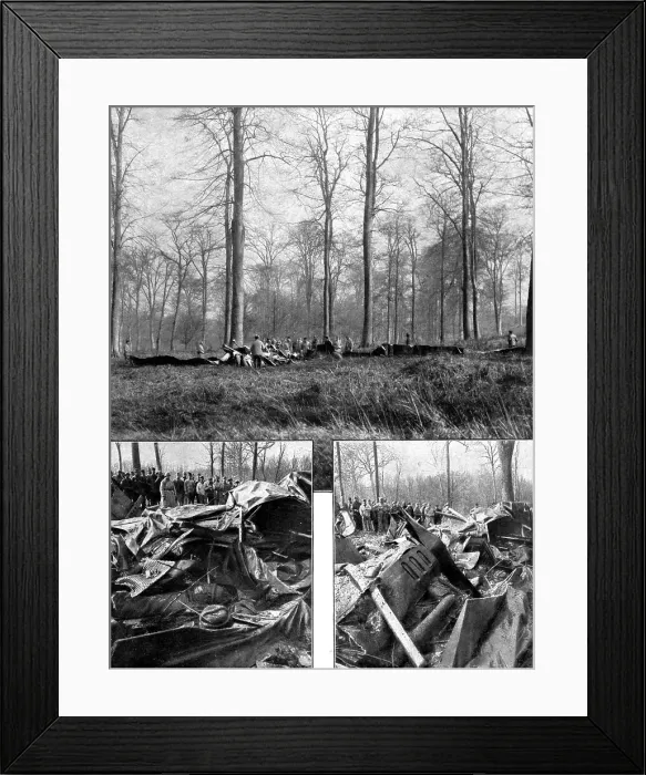 Framed Print : Les Risques de Metier'; Le Gotha, quadriplace et bi-moteur, abattu en foret de compiegne... 1918. Creator: Unknown. Les Risques de Metier'; Le Gotha, quadriplace et bi-moteur, abattu en foret de compiegne... 1918. Creator: Unknown Framed Print : Les Risques de Metier'; Le Gotha, quadriplace et bi-moteur, abattu en foret de compiegne... 1918. Creator: Unknown. Les Risques de Metier'; Le Gotha, quadriplace et bi-moteur, abattu en foret de compiegne... 1918. Creator: Unknown
