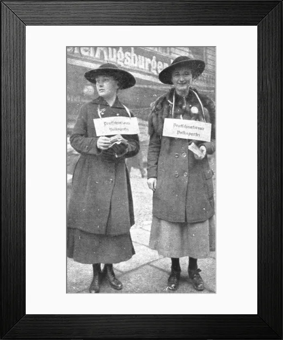 Framed Print : La Nouvelle Europe; les elections Allemandes; deux jeunes distributrices de bulletins... 1919. Creator: Unknown Framed Print : La Nouvelle Europe; les elections Allemandes; deux jeunes distributrices de bulletins... 1919. Creator: Unknown