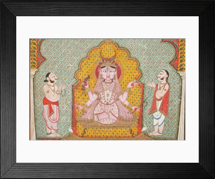 Framed Print : Durga Being Worshipped by Two Devotees (image 2 of 3), c1850. Creator: Unknown Framed Print : Durga Being Worshipped by Two Devotees (image 2 of 3), c1850. Creator: Unknown