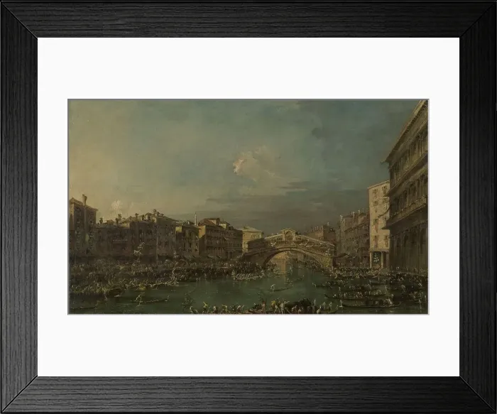 Framed Print : Regatta on the Grand Canal, near the Rialto Bridge, Venice, 1780-1793. Creator: Francesco Guardi Framed Print : Regatta on the Grand Canal, near the Rialto Bridge, Venice, 1780-1793. Creator: Francesco Guardi