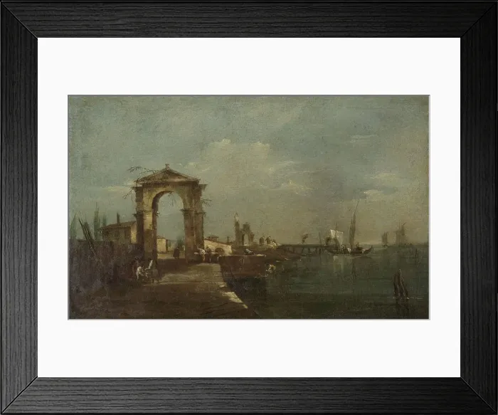Framed Print : Landscape with a Quay and Ships on a Lake, 1760-1780. Creator: Francesco Guardi Framed Print : Landscape with a Quay and Ships on a Lake, 1760-1780. Creator: Francesco Guardi