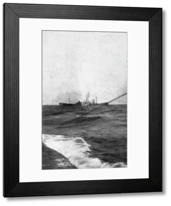Framed Print : Les sous-marins allemands a l'Oeuvre; Explosion d'une torpille, 1918. Creator: Unknown Framed Print : Les sous-marins allemands a l'Oeuvre; Explosion d'une torpille, 1918. Creator: Unknown