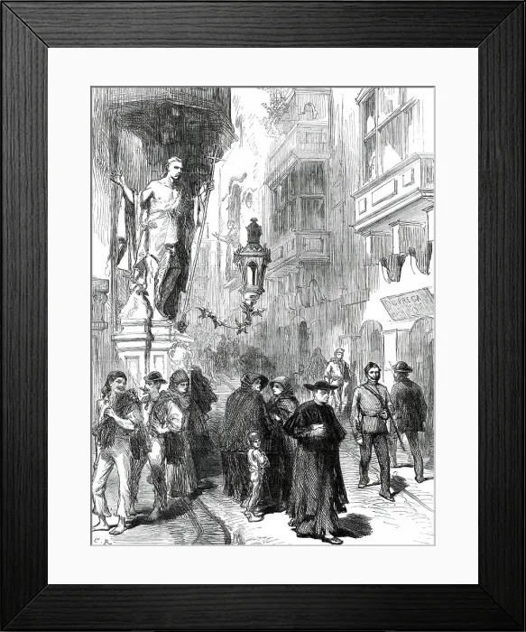 Framed Print : The Prince of Wales at Malta: a Street in Valetta, 1876. Creator: C.R Framed Print : The Prince of Wales at Malta: a Street in Valetta, 1876. Creator: C.R