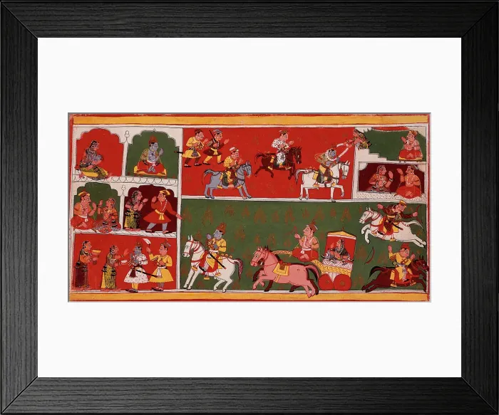 Framed Print : Scenes From Krishna's Life, Folio from a Bhagavata Purana (Ancient Stories of the Lord), c1700. Creator: Unknown Framed Print : Scenes From Krishna's Life, Folio from a Bhagavata Purana (Ancient Stories of the Lord), c1700. Creator: Unknown