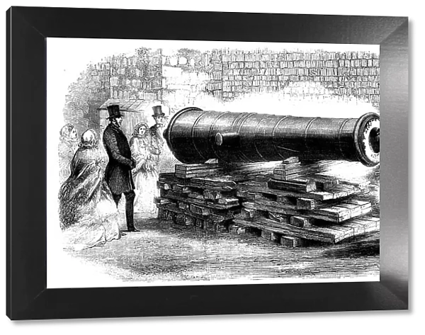 Great Brass Gun taken from the Chinese, just placed on the North Terrace, Windsor Castle, 1858. Creator: Unknown