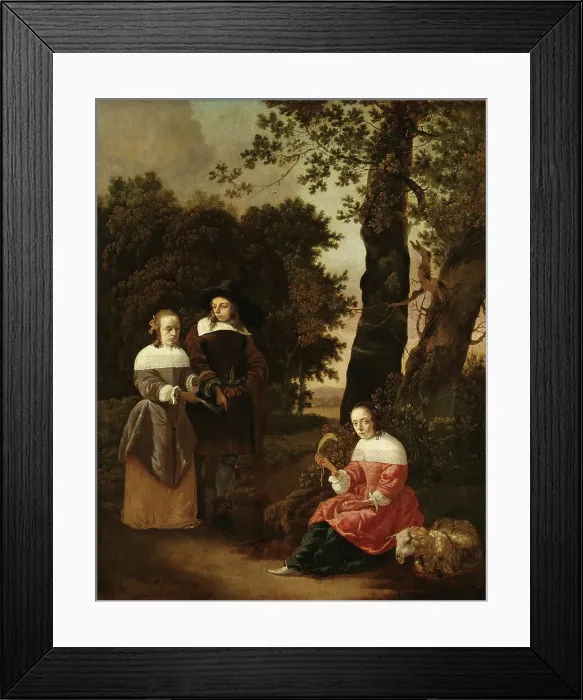 Framed Print : A Couple and a Shepherdess in a Landscape, 1661. Creator: Hendrick van der Burch Framed Print : A Couple and a Shepherdess in a Landscape, 1661. Creator: Hendrick van der Burch