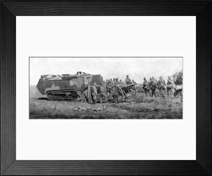 Framed Print : La Replique de Foch: La Deuxieme victoire de la Marne; Char d'assaut ramenant du combat... 1918. Creator: Unknown Framed Print : La Replique de Foch: La Deuxieme victoire de la Marne; Char d'assaut ramenant du combat... 1918. Creator: Unknown
