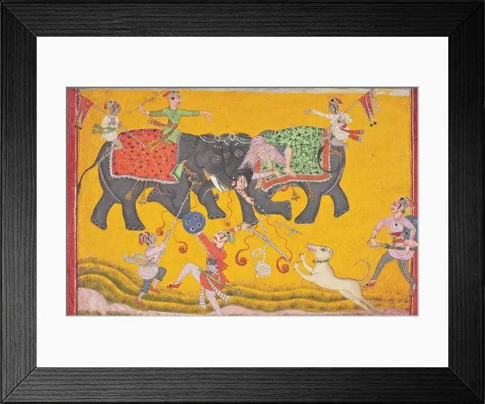 Framed Print : Battling Elephants (image 1 of 6), c1700. Creator: Unknown Framed Print : Battling Elephants (image 1 of 6), c1700. Creator: Unknown