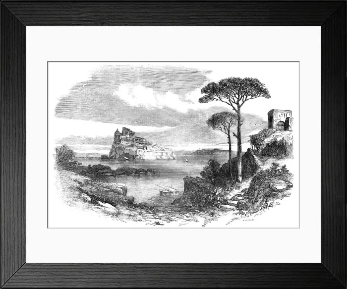 Framed Print : Sketches from Naples - Castle of Ischia, 1857. Creator: Edmund Evans Framed Print : Sketches from Naples - Castle of Ischia, 1857. Creator: Edmund Evans