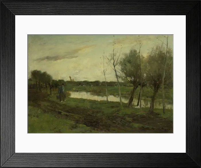 Framed Print : Landscape with canal, 1873-1903. Creator: George Poggenbeek Framed Print : Landscape with canal, 1873-1903. Creator: George Poggenbeek