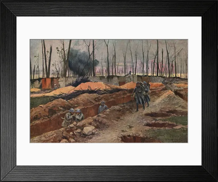 Framed Print : Sur les Champs de Bataille de 1918; au sommet du Mont Renaud, 1918. Creator: Francois Flameng Framed Print : Sur les Champs de Bataille de 1918; au sommet du Mont Renaud, 1918. Creator: Francois Flameng