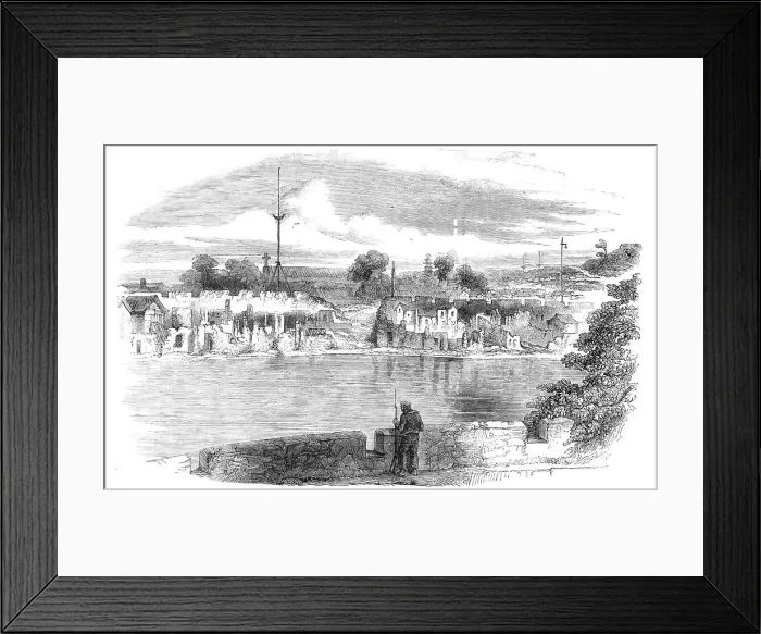 Framed Print : Part of the Destroyed Walls of Canton, from the Dutch Folly Fort - from a sketch by an... 1857. Creator: Unknown