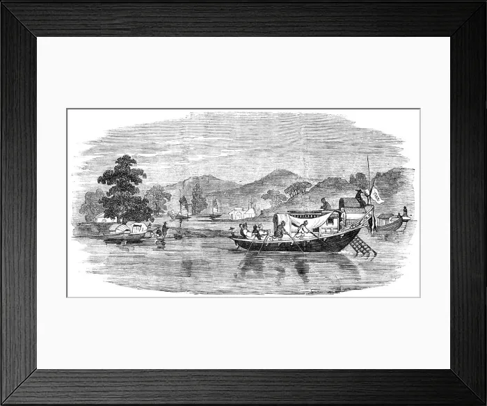 Framed Print : Chinese Passage Boats, near Canton, 1857. Creator: Unknown Framed Print : Chinese Passage Boats, near Canton, 1857. Creator: Unknown