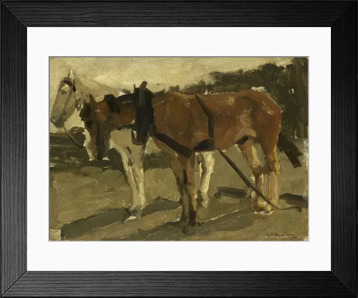 Framed Print : A Brown and a White Horse in Scheveningen, c.1880-c.1923. Creator: George Hendrik Breitner Framed Print : A Brown and a White Horse in Scheveningen, c.1880-c.1923. Creator: George Hendrik Breitner