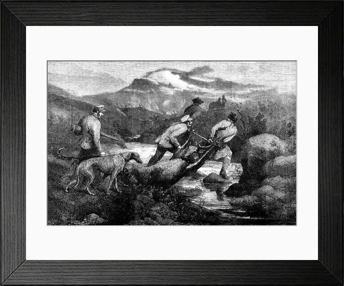 Framed Print : Bringing Home the Deer - painted by Bottomley, 1857. Creator: Unknown. Bringing Home the Deer - painted by Bottomley, 1857. Creator: Unknown Framed Print : Bringing Home the Deer - painted by Bottomley, 1857. Creator: Unknown. Bringing Home the Deer - painted by Bottomley, 1857. Creator: Unknown