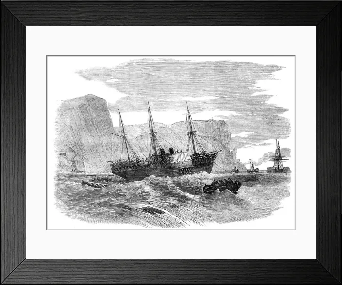 Framed Print : The Royal West India Mail Steamer Tyne on shore at St. Alban's Head, 1857. Creator: Unknown. The Royal West India Mail Steamer Tyne on shore at St. Alban's Head, 1857. Creator: Unknown Framed Print : The Royal West India Mail Steamer Tyne on shore at St. Alban's Head, 1857. Creator: Unknown. The Royal West India Mail Steamer Tyne on shore at St. Alban's Head, 1857. Creator: Unknown