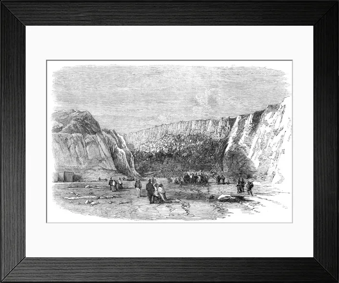 Framed Print : Holyhead Harbour Works...the Face of the Mountain after the Grand Blasting Operations... 1857. Creator: Unknown Framed Print : Holyhead Harbour Works...the Face of the Mountain after the Grand Blasting Operations... 1857. Creator: Unknown