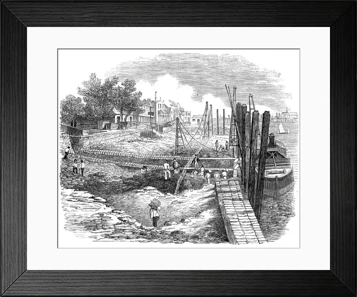 Framed Print : Progress of the Embankment of the Thames at Chelsea, 1857. Creator: Unknown Framed Print : Progress of the Embankment of the Thames at Chelsea, 1857. Creator: Unknown