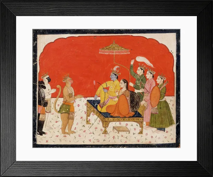 Framed Print : Rama's Court, Folio from a Ramayana (Adventures of Rama), between 1775 and 1800. Creator: Unknown Framed Print : Rama's Court, Folio from a Ramayana (Adventures of Rama), between 1775 and 1800. Creator: Unknown