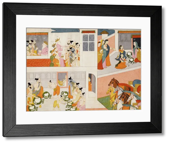 Framed Print : The Pandavas in King Drupad's Court, Folio from a Mahabharata... between c1775 and c1800. Creator: Unknown Framed Print : The Pandavas in King Drupad's Court, Folio from a Mahabharata... between c1775 and c1800. Creator: Unknown