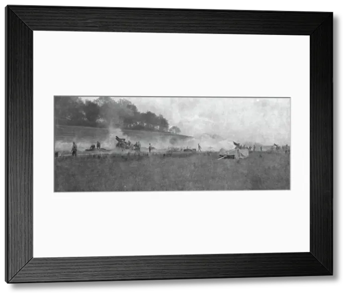 Framed Print : A travers le champ de bataille; notre avance vers Lassigny: batterie francaise de 155 en... 1918. Creator: Unknown Framed Print : A travers le champ de bataille; notre avance vers Lassigny: batterie francaise de 155 en... 1918. Creator: Unknown