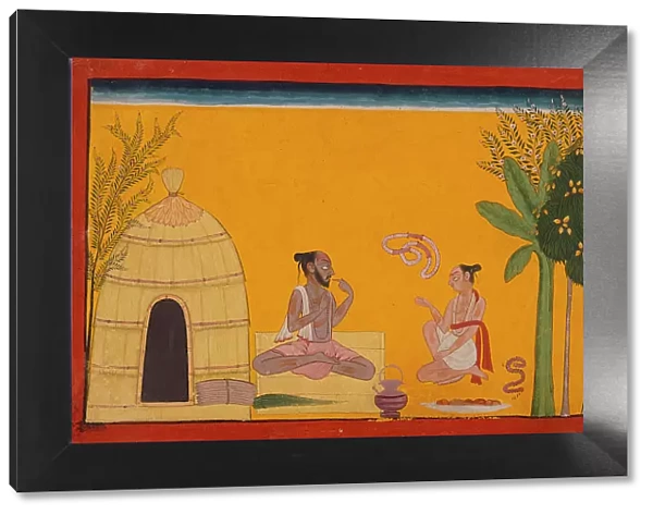 Valmiki Reciting the Ramayana to His Pupil Bharadvaja... between c1700 and c1710. Creator: Unknown