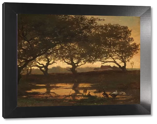 Woodland Pond at Sunset, c.1862. Creator: Gerard Bilders