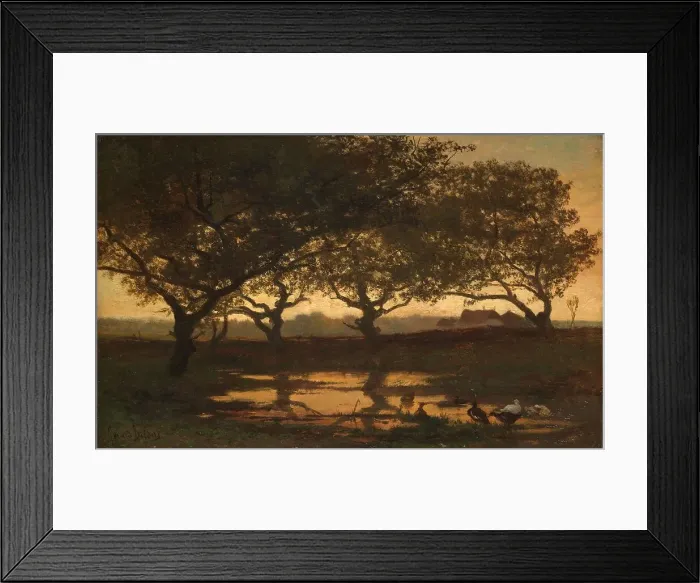 Framed Print : Woodland Pond at Sunset, c.1862. Creator: Gerard Bilders Framed Print : Woodland Pond at Sunset, c.1862. Creator: Gerard Bilders