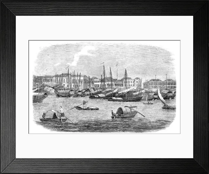 Framed Print : The British Factories at Canton, 1857. Creator: Unknown Framed Print : The British Factories at Canton, 1857. Creator: Unknown