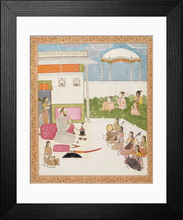Framed Print : Musical Performance (Recto); Page of Calligraphy (Verso), c1750. Creator: Unknown Framed Print : Musical Performance (Recto); Page of Calligraphy (Verso), c1750. Creator: Unknown