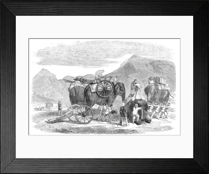 Framed Print : The Pashawur Mountain Train in the line of march, 1857. Creator: Unknown Framed Print : The Pashawur Mountain Train in the line of march, 1857. Creator: Unknown